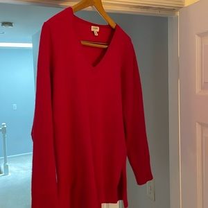Red v neck sweater from J Crew